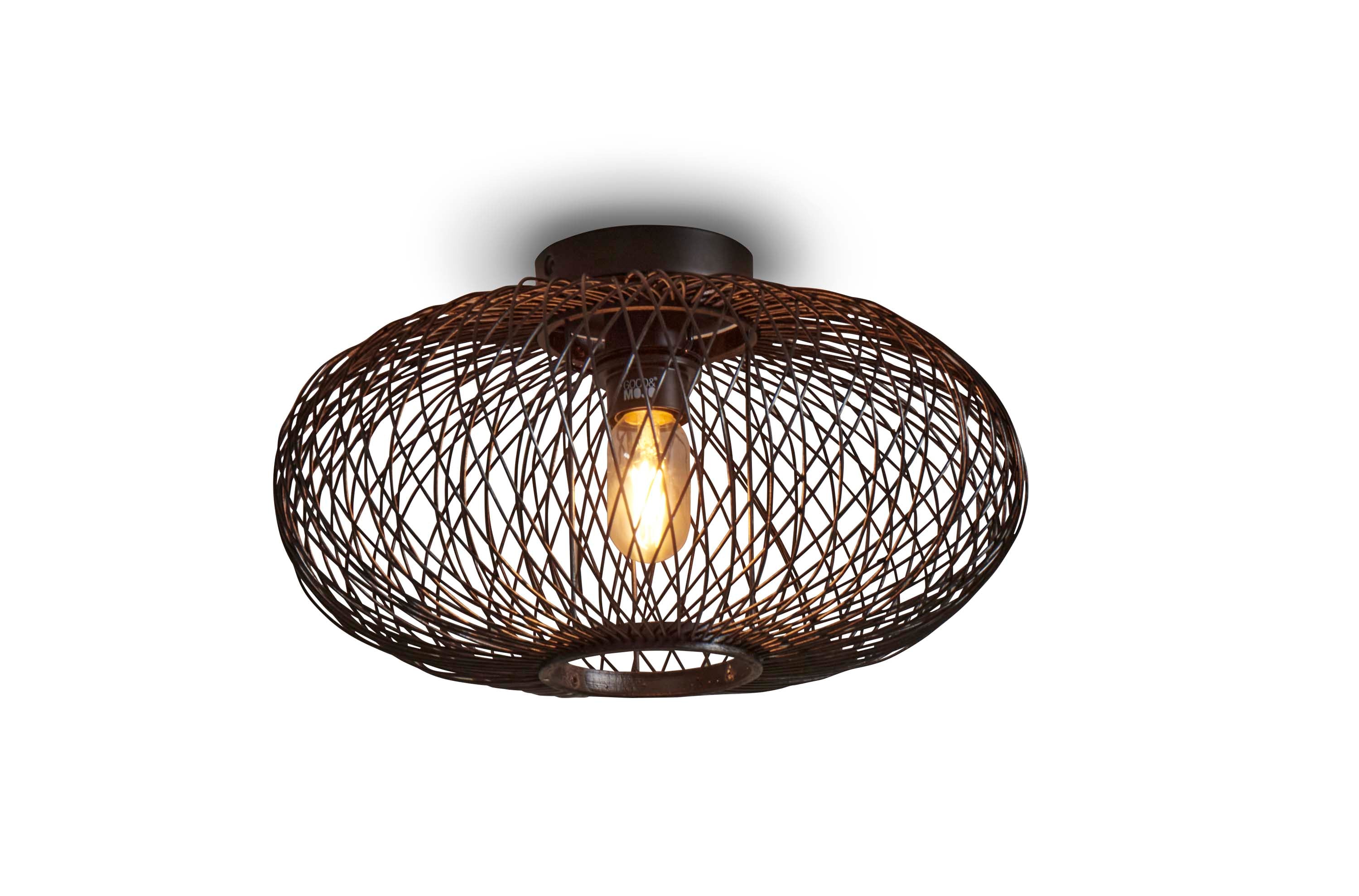 Cango ceiling lamp, bamboo ellipse, small, black.